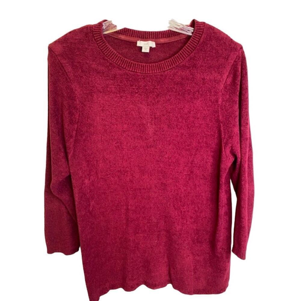 J. Jill Women's Crew‎ Neck Pull over Sweater Wine XL Petite